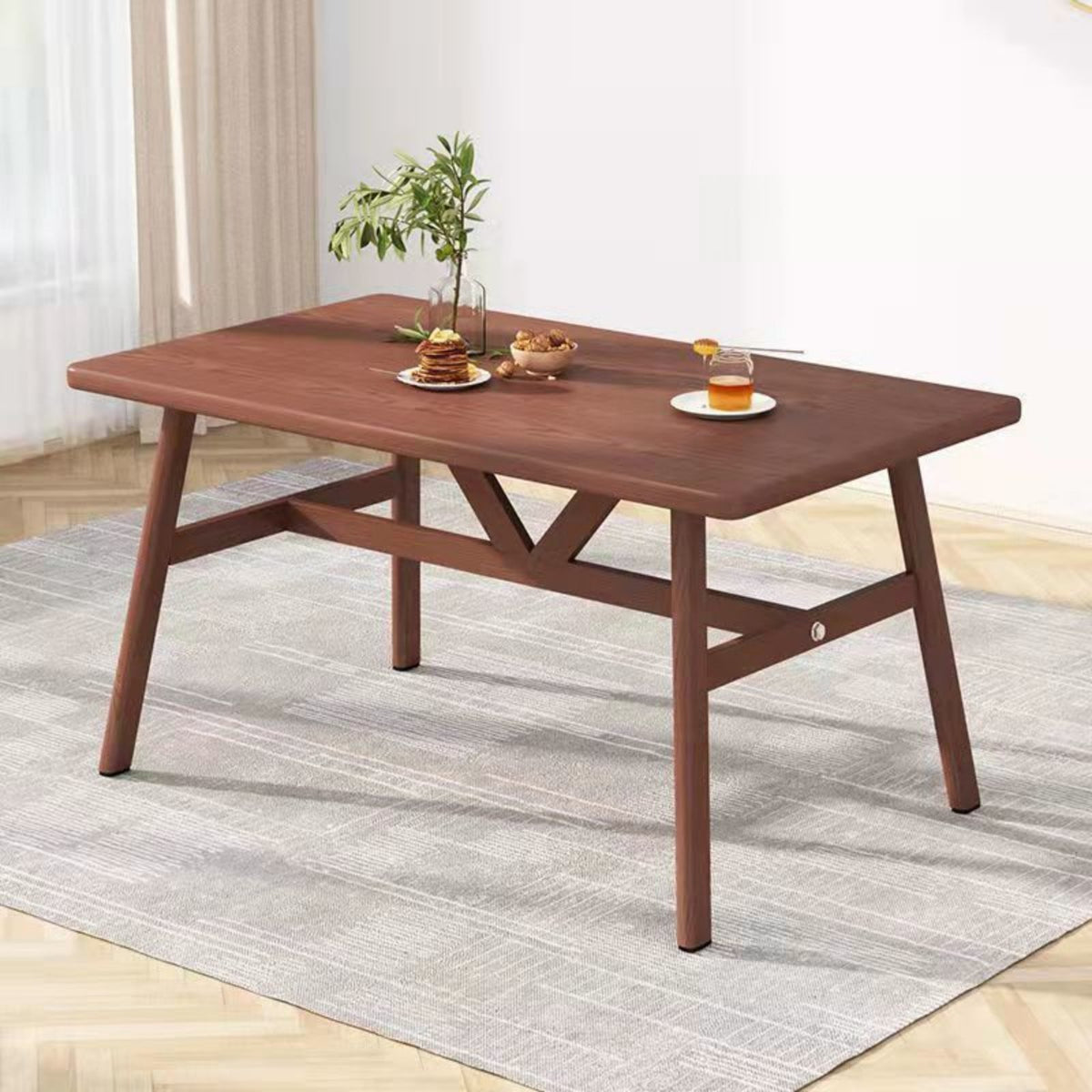 5 Pieces Modern Wooden Dining Set Rectangular Table Ergonomic Chairs Space Saving Design Wood Grain Finish Suitable for Restaurant Owners Adults Cafe Small Apartment Home Decoration