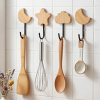 Adhesive Hook for Home, No-Drill Wall Hook for Bathroom Kitchen, Cute Cartoon Bamboo Wall Hook, Customizable Engraving