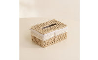 Tissue Box Cover Woven Tissue Box Holder Rattan-Style for Desk