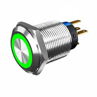 Round Waterproof Push Button Long Mechanical Life Waterproof Stainless Steel Switch for Automotive, Marine