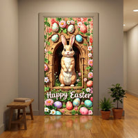 Easter Door Cover Vibrant Colors Joyful Easter Door Sign Large Size for Outdoor