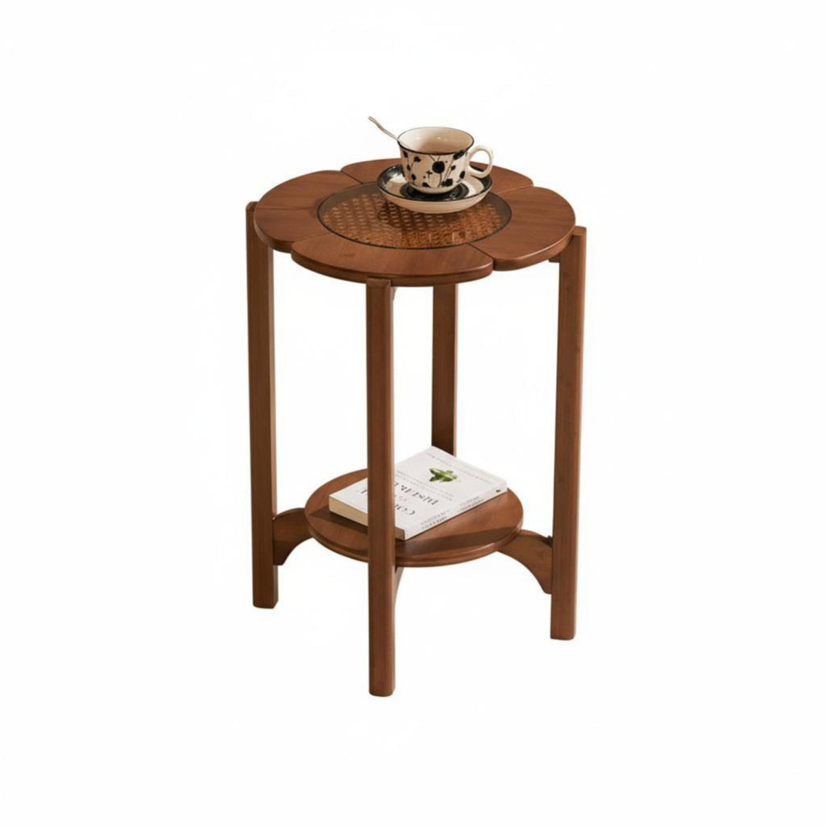 Foursegment Designblade Foursegment Design Table Rattan Woven Design Household Furniture With Storage Space Glass Top
