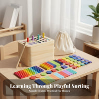 Color and Shape Sorting Toy Multiple Play Modes Wooden Shape Sorter Box Develops Fine Motor Skills Color Sorting Box for Kids, Preschoolers, Preschool