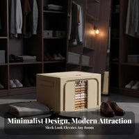 Framed Collapsible Clothes storage container Stackable textile Container double retrieval fasteners