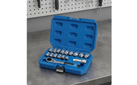 17 Pieces Reversible 12-Point Socket Set Hard to Reach Areas Through Socket Wrench Set Organized Storage for Auto Repair, Workshop, Garage