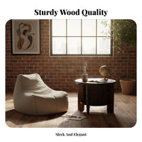 2 Pieces Round Nesting Table Set Dense Wood Wood Construction Tripod Nesting Tables Retro Aesthetic Polished Rounded Edges