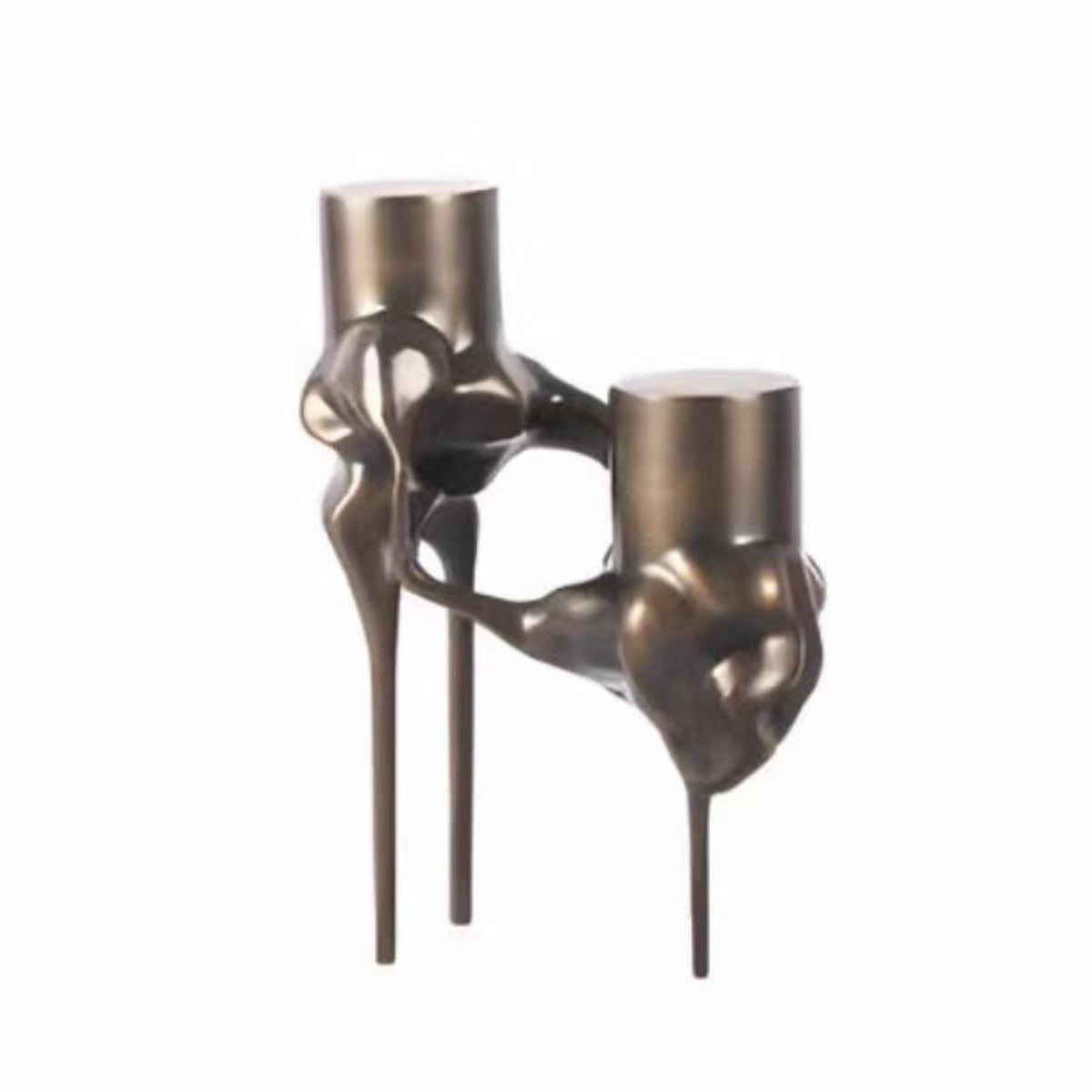 Sculptural Candlestick Abstract Metal Taper Candle Holders Heavy for Living Room