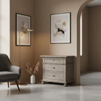 3-Drawer Nightstand French Country Design 3-Drawer Carved End Table for Students