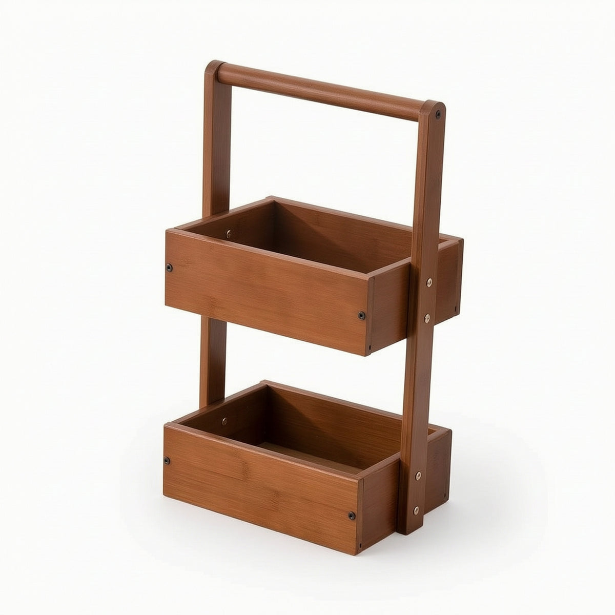 Wood Rack with Handle Space-Saving Two-Tier Shelf Decorative 2-Tier Shelf for Washroom Counter