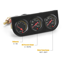 2 Inch 52mm Mechanical Triple Gauge Set for 12V Vehicles
