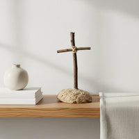 Wood Cross Model Handmade Look Miniature Ornament for Table Display