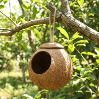 Coconut Bird Nest Box, Handmade Nest House with 7cm Opening and Rope Loop, Breeding Space for Medium Birds in a Bird Cage