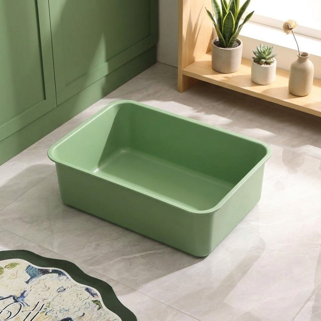 Stainless Steel Open Litter Tray Pan, Odor Control Metal Tray for Big Cats, Easy Hygienic Pan for Multi-Cat Household Indoor Use