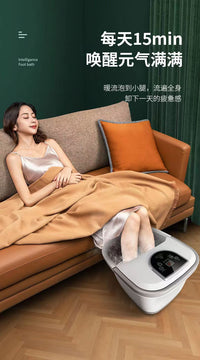 跨境恒温加热泡脚桶全自动高深桶按摩喷淋智能触屏足浴盆电动家用 澳规