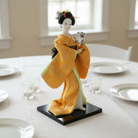 Japanese Geisha Doll Exquisite Details Silk Geisha Statue Handmade for Wedding