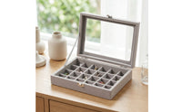 Flocked Jewelry Box with 24 Compartments Transparent Jewelry Box with Clear Lid Soft Secure for Vanity, Drawer