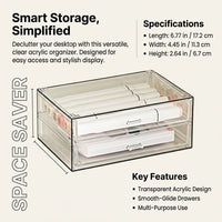 Clear Acrylic Desk Storage with Stackable Desktop Drawers, Organiser for Vanity Table and Study Office