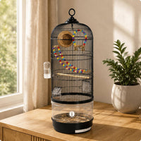 Round Bird Enclosure Easy to Clean Large Parrot Enclosure Wide Bar Spacing