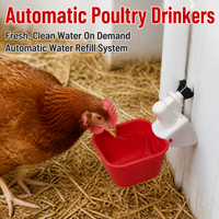 Automatic Chicken Water Dispenser, Pipe-Mount Poultry Watering Cups, Heavy-Duty 108mm Square for Duck, Goose, Quail