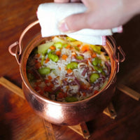Hand-hammered Cooking Pot Featuring Copper Material Fitted Lid Butterfly Knob and Secure Side Hooks for Easy Handling Suitable for Small-batch Meals Family Dinners