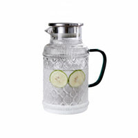 Drop-Spill-Resistant-Resistant-Spill-Resistant-Resistant Spout Glass Pitcher with Lid and Handle Easy to Clean Vintage Glass Pitcher