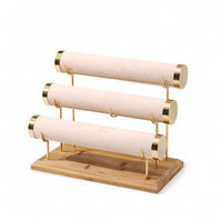 Jewelry Organizer with Wooden Base Upscale Look Jewelry Display Stand Stable for Vanity, Retail Counter