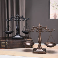 2 Pieces Decorative Balance Scale Sturdy Iron Ornate Justice Scale Metal Craft