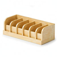 Wooden Storage Divider Box Rectangular Divided Wooden Tray Open-Top Accessory Organizer with Compartments