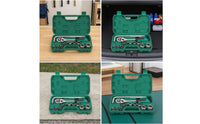 Chrome-Finished Socket Wrench Set Polished Ratchet and Socket Set Hard Shell Tool Kit with Toolbox Compact for Car Maintenance, Workshop