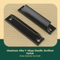 Aluminum Alloy Pull Handle, V-Shaped Sliding Glass Door Handle, sturdy, Easy to Install, Cabinet Drawer Handle, Silver