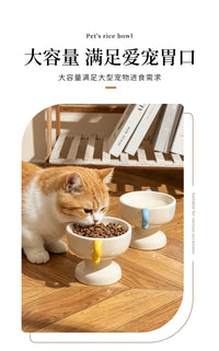 猫碗陶瓷猫食盆增高架保护颈椎防黑下巴狗碗狗盆比熊泰迪粮碗水碗