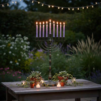 Antique Bronze Menorah Stand Stable Base Floor Standing Candelabra Elegant