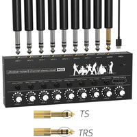 8-Channel Audio Mixer Compact Stereo Audio Mixer Built-in for Streamers, Creators, Home Production, Desktop