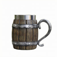 Barrel Beer Stein Rivet Details Wood-Grain Mug Easy to Clean