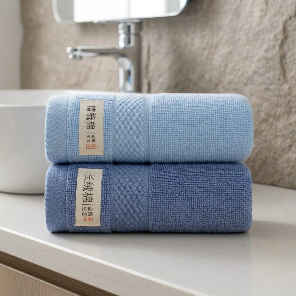 Combed Face Cloths for Bathroom Towels, Pack of 2 Terry Weave 32x68cm Absorbent Face Towel, Reusable Guest Essentials in Polka Dot Patterns