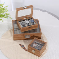 Multi-Slot High-End Bamboo Wood Watch Storage Box with Window, Large Capacity Display Case