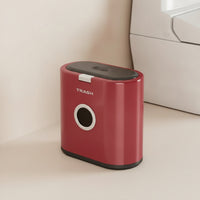 Press Top Trash Can with Lid Compact Slim Wastebasket Low-Profile for Bedroom