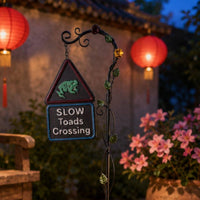 Frog Garden Stake Raised Lettering Yard Art Contrasting Colors
