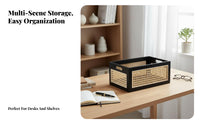 Wooden Rattan Basket Natural Material Japanese Aesthetic Storage Bin