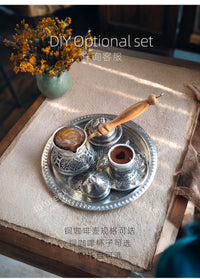 土耳其咖啡壶铜进口纯手工紫铜器具复古银色挂耳围炉煮茶煮咖啡壶