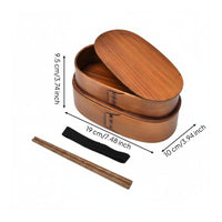 Double Layer Wooden Lunch Box Separate Compartments Wooden Bento Box for Adults