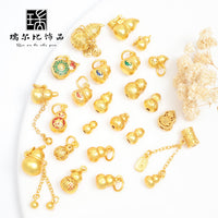 久不掉色古法沙金diy配件祥云古法烧蓝福字福禄葫芦项链吊坠配珠