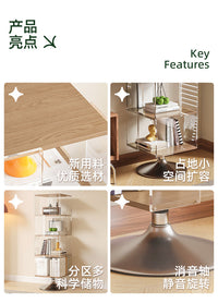 梅氏亚克力旋转书架家用书房展示柜实木落地置物架创意转角书柜 【原木色】5层