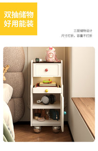 床头柜儿童迷你25cm夹缝小边柜小户型极窄加高创意超窄高款卧室 30黑色智能带腿款 整装