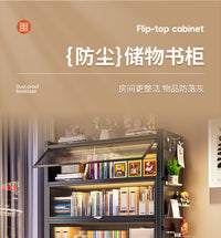 桌面书架置物架桌上带门防尘化妆品收纳展示柜铁艺儿童简易书柜子
