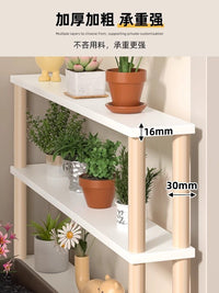 Narrow Space Storage Rack Multi-Tier Shelf Solid Wood Construction Narrow Storage Shelf Space Saving Design for Small Areas, Balcony, Laundry Room