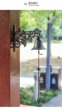 American Country Retro Cast Iron Grape Vine Hand Bell for Villa Courtyard Balcony Wall Decoration