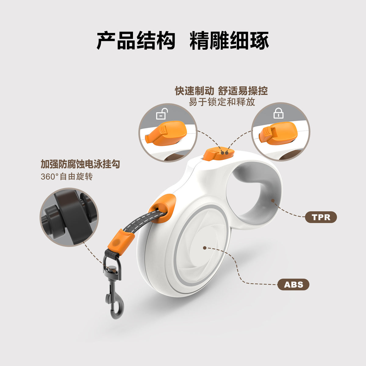 Retractable Dog Leash with Automatic Lock for Pets