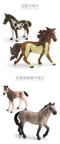 Wildlife Safari Horse Farm Model Set with Fence and Worker Figures