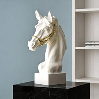 Lifelike Horse Head Sculpture Decorative Art Piece for Living Room, Office, or Display Cabinet